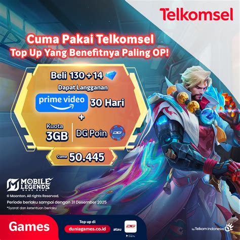 domino king - promo diamond ML terbatas: Kuota 30 hari Telkomsel top up diskon image 1