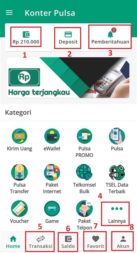 Galeri foto aplikasi tante untuk yang suka cashback, topup di konter dan Gold tanpa fee bersama di beranda promosi